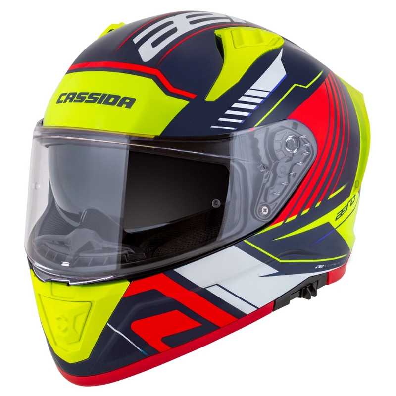 Cassida Aero Drome Integral motociklistička kaciga Pearl Blue-Yellow-Orange-Red-White