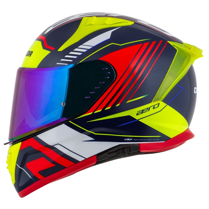 Cassida Aero Drome Integral motociklistička kaciga Pearl Blue-Yellow-Orange-Red-White