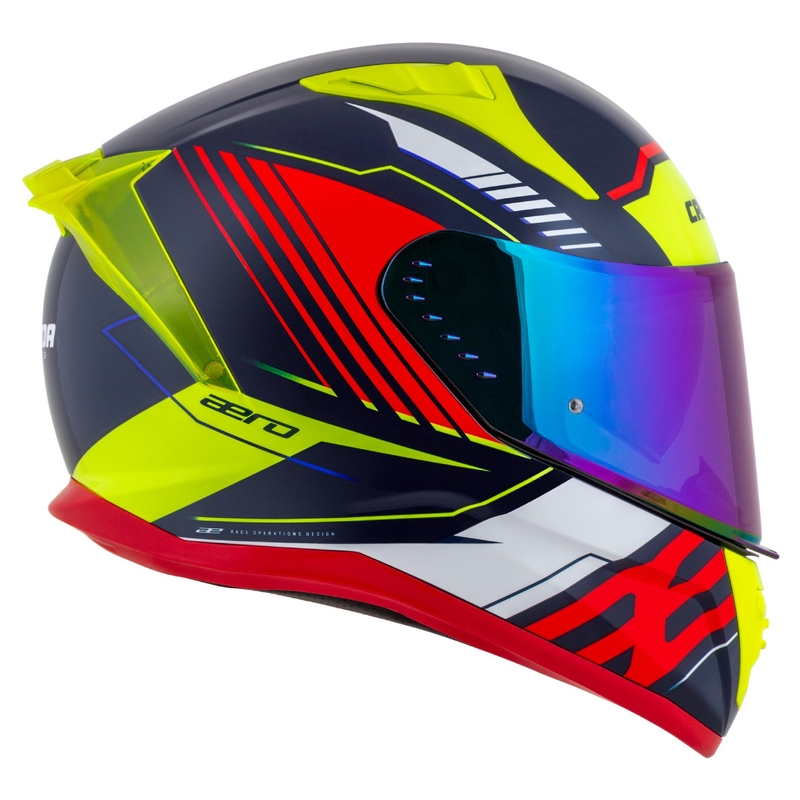 Cassida Aero Drome Integral motociklistička kaciga Pearl Blue-Yellow-Orange-Red-White