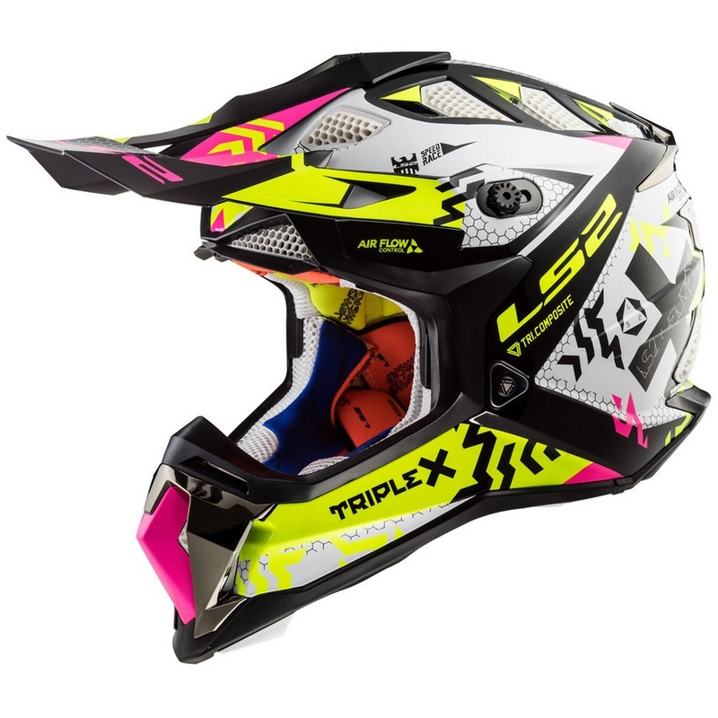 Kaciga za motocross LS2 MX470 Subverter bijela-fluo žuto-roza rasprodaja
