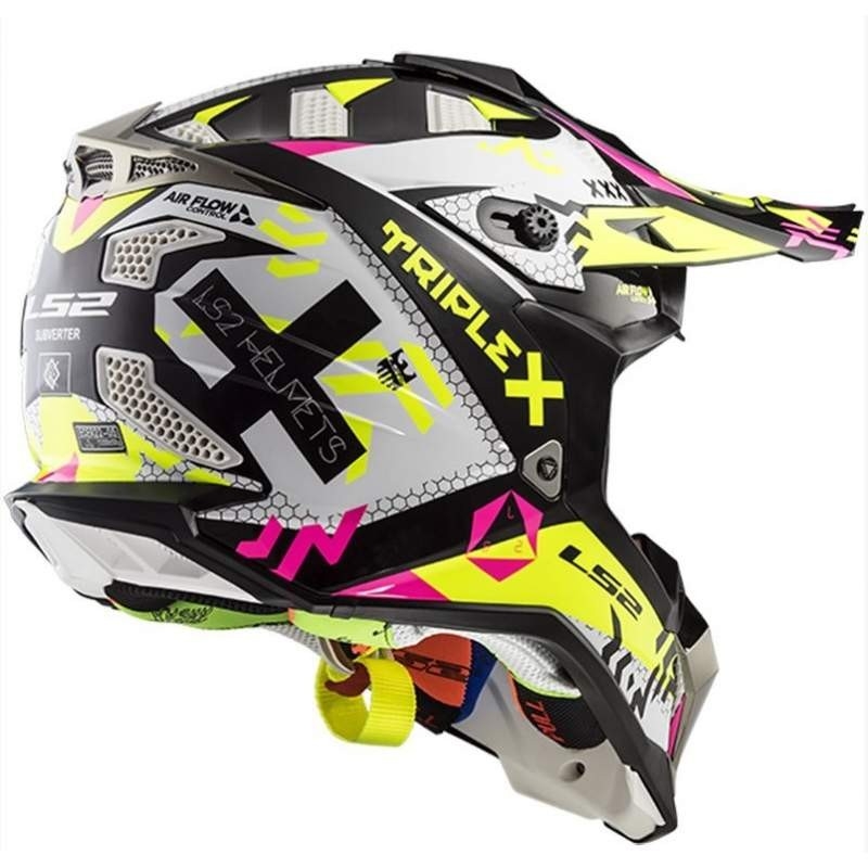 Kaciga za motocross LS2 MX470 Subverter bijela-fluo žuto-roza rasprodaja