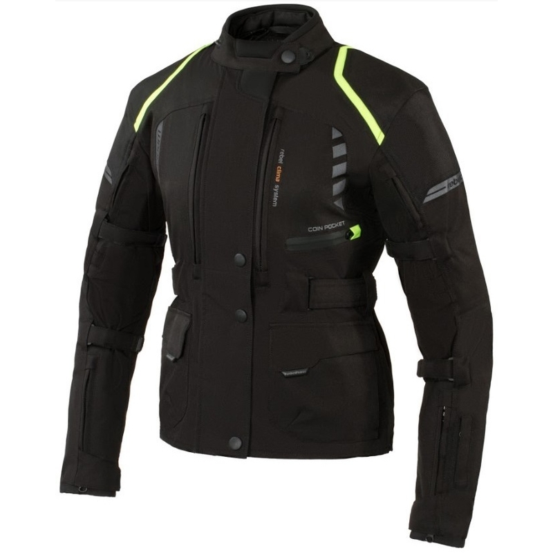 Ženska moto jakna Rebelhorn Hiker II Black-Fluo Yellow rasprodaja