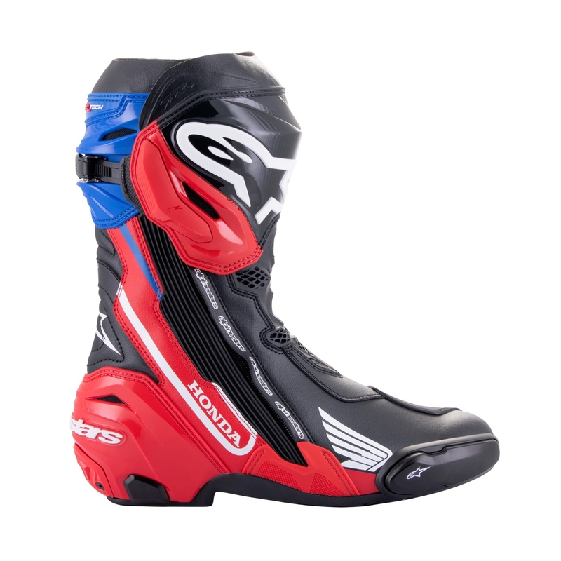 Alpinestars Supertech R Honda motociklističke čizme crno-crvene fluo-plavo-bijele