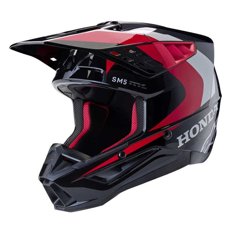 Alpinestars S-M5 Honda kolekcija motocross kaciga crno-crveno-siva
