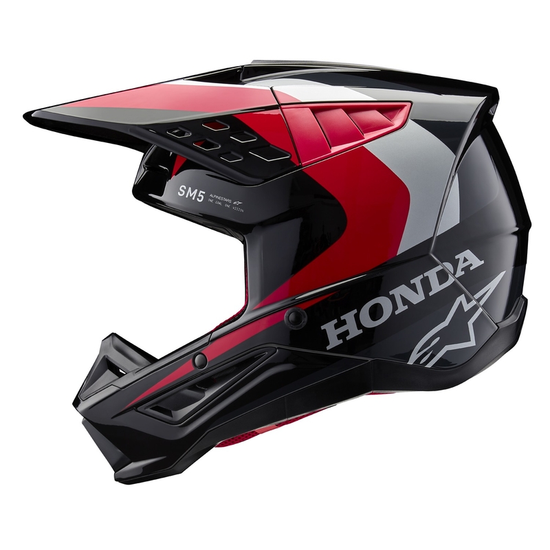 Alpinestars S-M5 Honda kolekcija motocross kaciga crno-crveno-siva