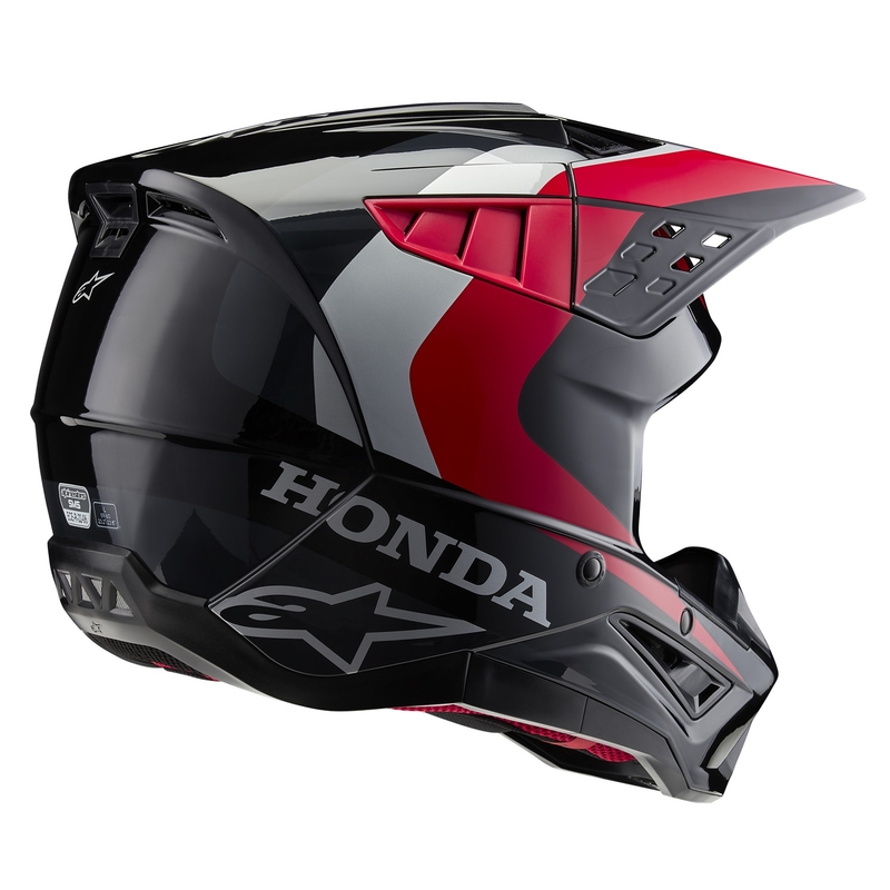 Alpinestars S-M5 Honda kolekcija motocross kaciga crno-crveno-siva