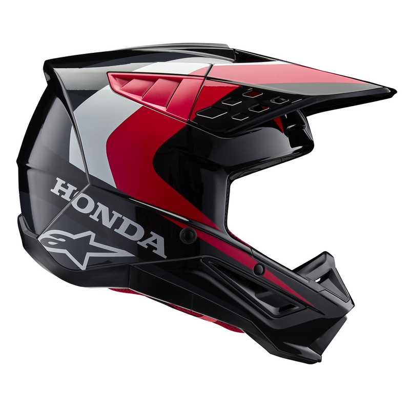 Alpinestars S-M5 Honda kolekcija motocross kaciga crno-crveno-siva