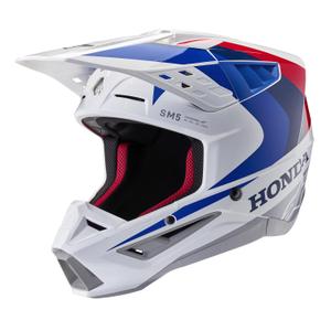 Motocross kaciga Alpinestars S-M5 Honda kolekcija 2024 bijelo-plavo-crvena