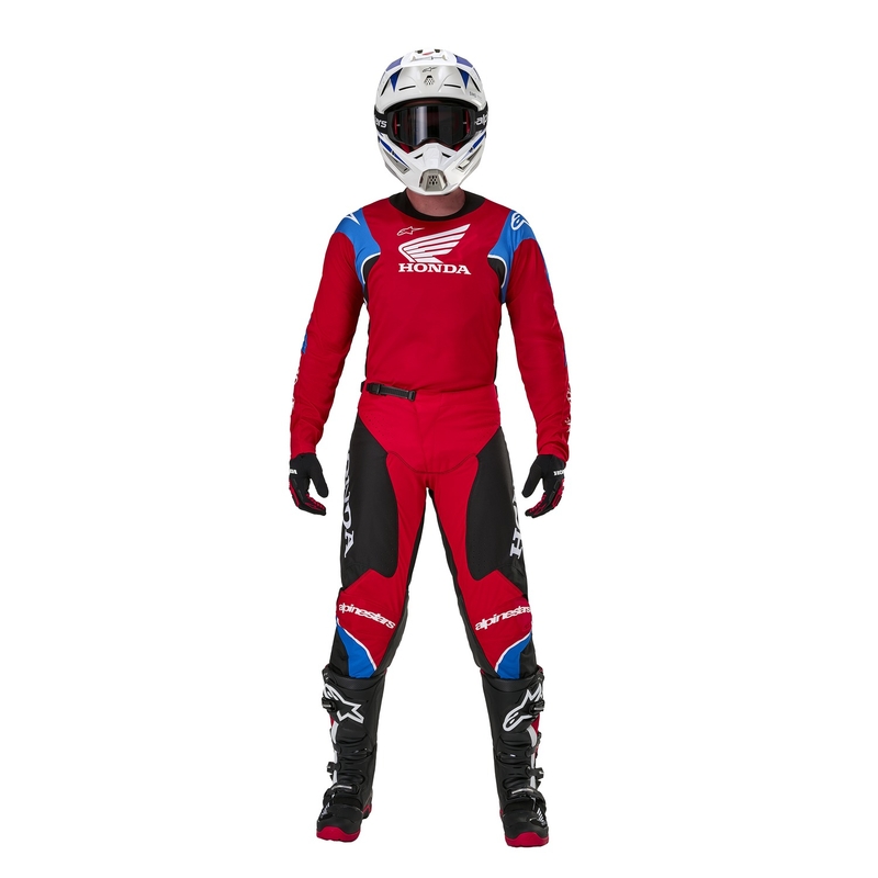 Kolekcija Alpinestars Racer Iconic Honda Motocross Hlače crveno-crno-plavo-bijelo