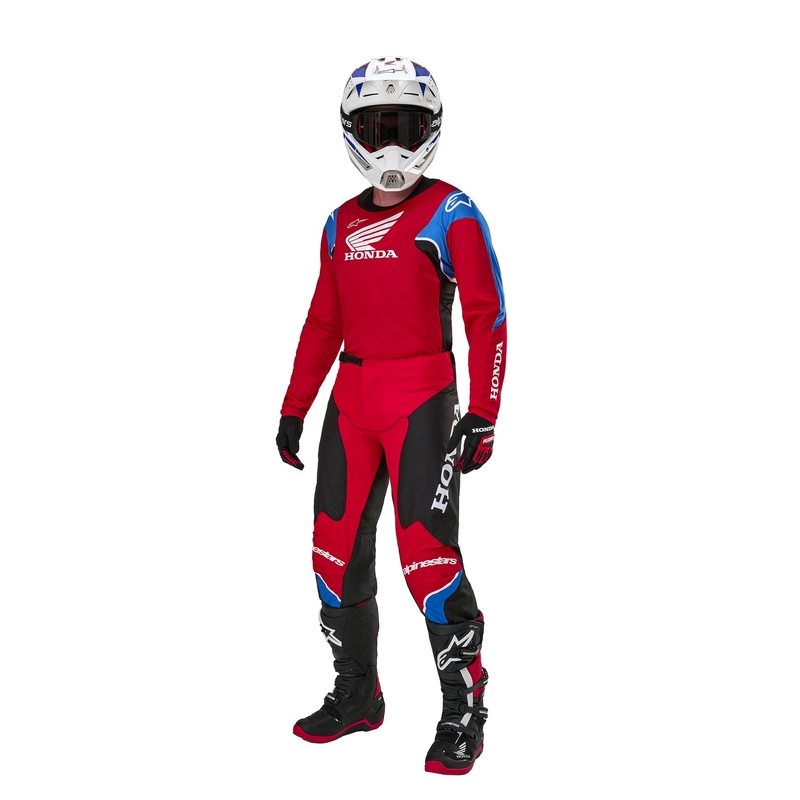 Kolekcija Alpinestars Racer Iconic Honda Motocross Hlače crveno-crno-plavo-bijelo