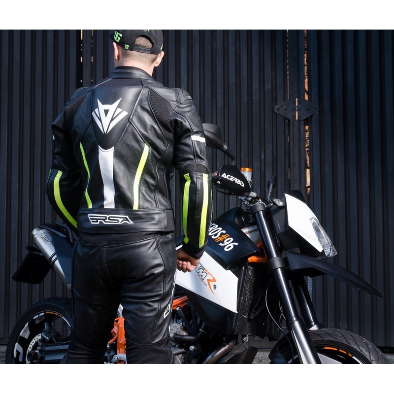 Muška motociklistička jakna RSA Virus Black-White-Fluo Yellow rasprodaja