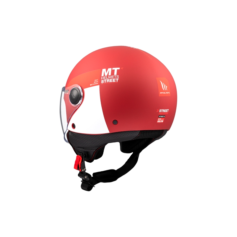 Otvorena motociklistička kaciga MT STREET INBOARD C5 mat crveno-bijela