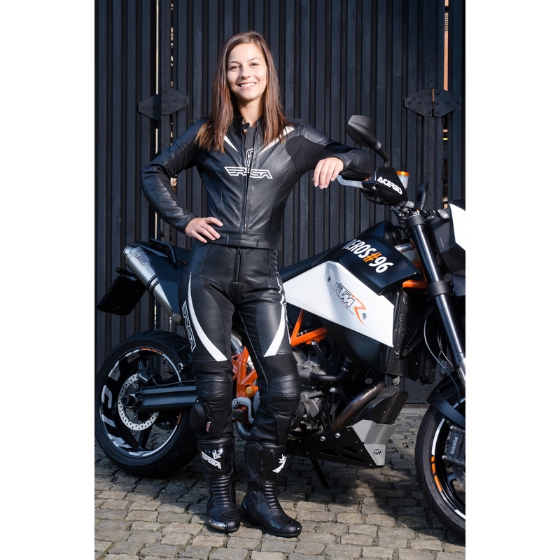 Ženskih motociklističkih hlača RSA Destiny 2 crno-bijela rasprodaja