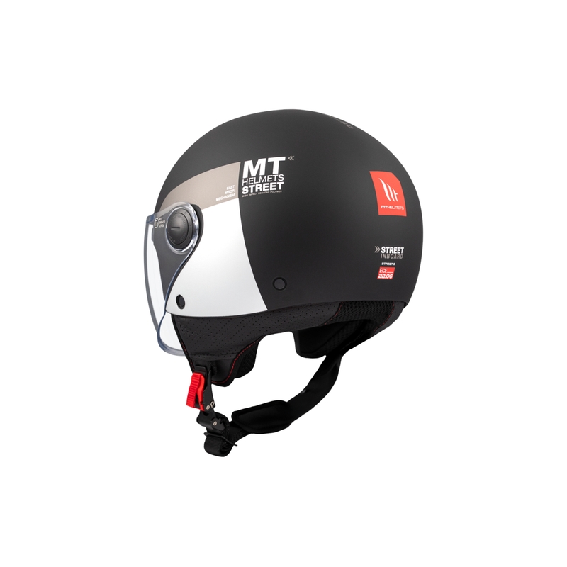 Otvorena motociklistička kaciga MT STREET INBOARD D2 mat crno-srebrna