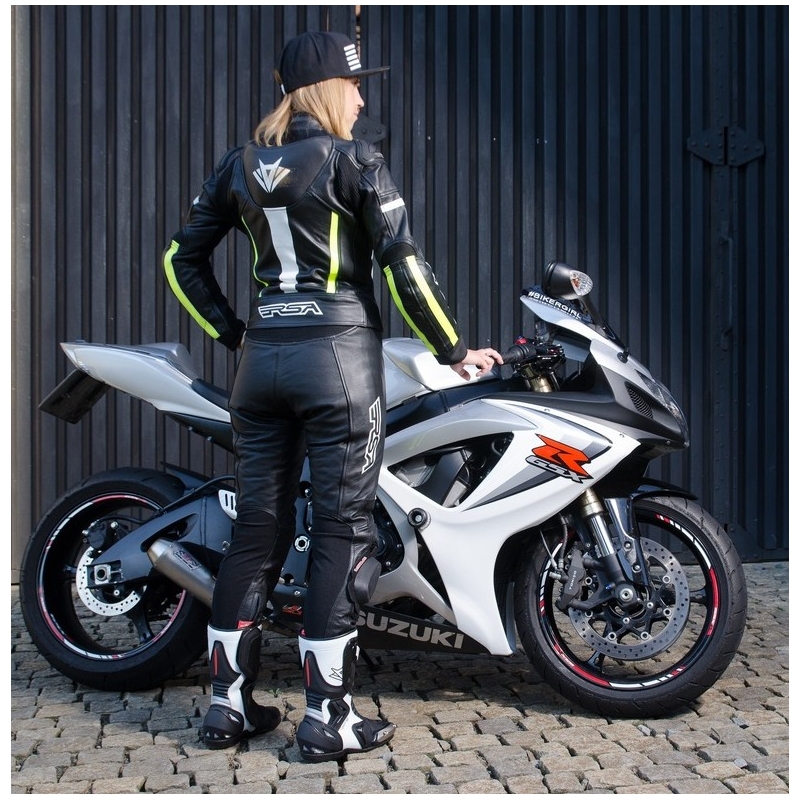Žensko moto odijelo RSA Virus crno-bijelo-fluo žuto rasprodaja