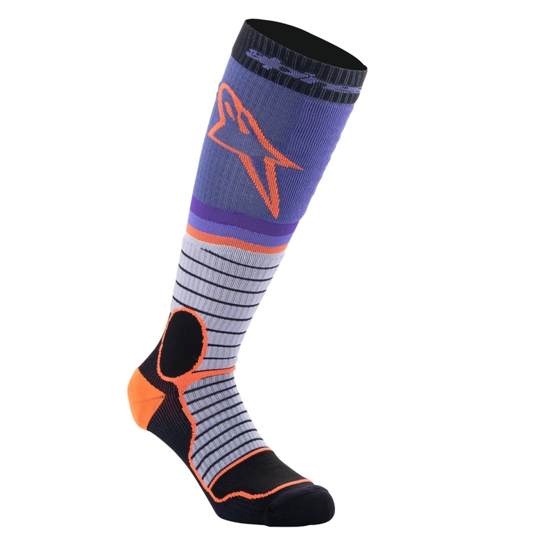 Alpinestars MX PRO čarape crno-sivo-ljubičasto-narančaste
