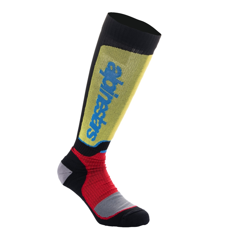 Alpinestars MX Plus čarape crno-crvene fluo-žute fluo-plave