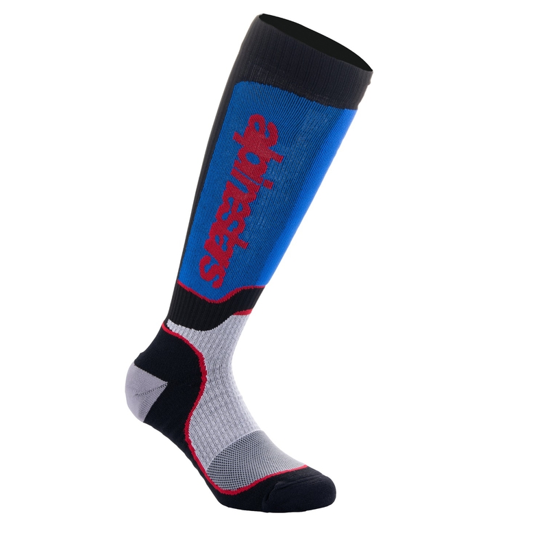 Alpinestars MX Plus čarape crno-crveno-plavo-sive