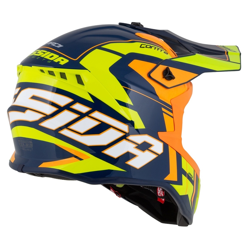 Motocross kaciga Cassida Cross Pro 2 Contra fluo žuto-narančasto-plava