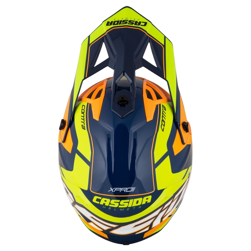 Motocross kaciga Cassida Cross Pro 2 Contra fluo žuto-narančasto-plava