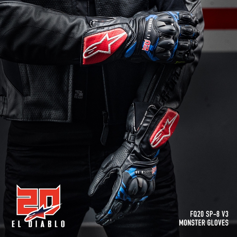 Alpinestars SP-8 3 Monster FQ20 motociklističke rukavice crno-crveno-plavo-bijele