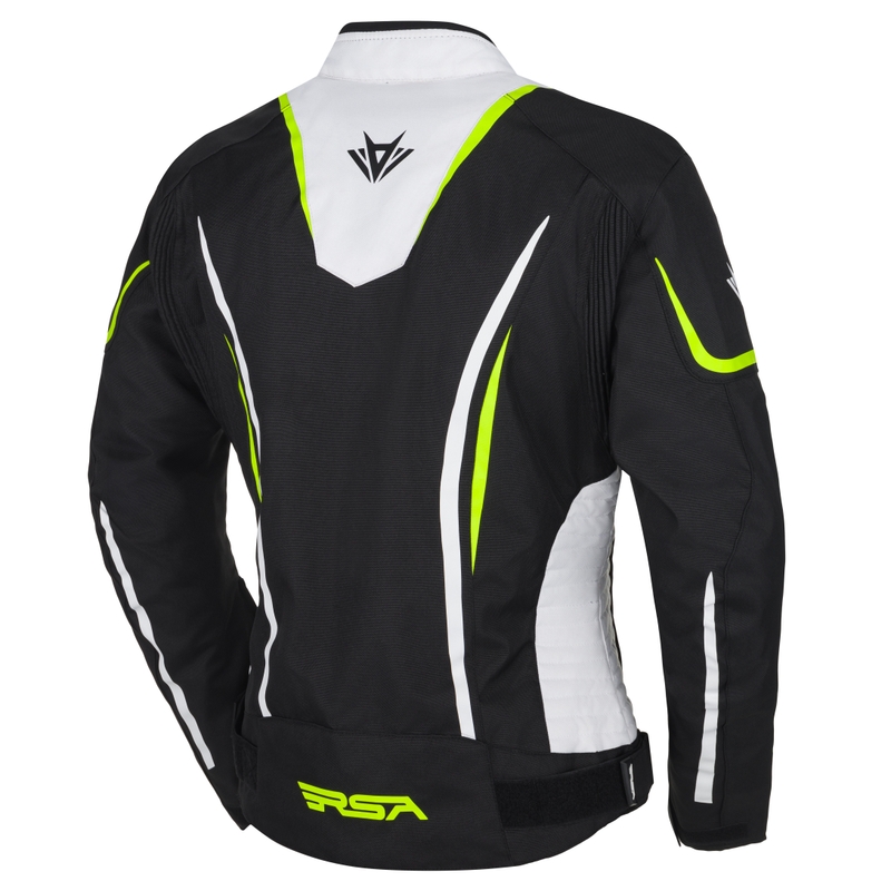 Ženska motociklistička jakna RSA Wasp bijelo-crno-fluo žuta