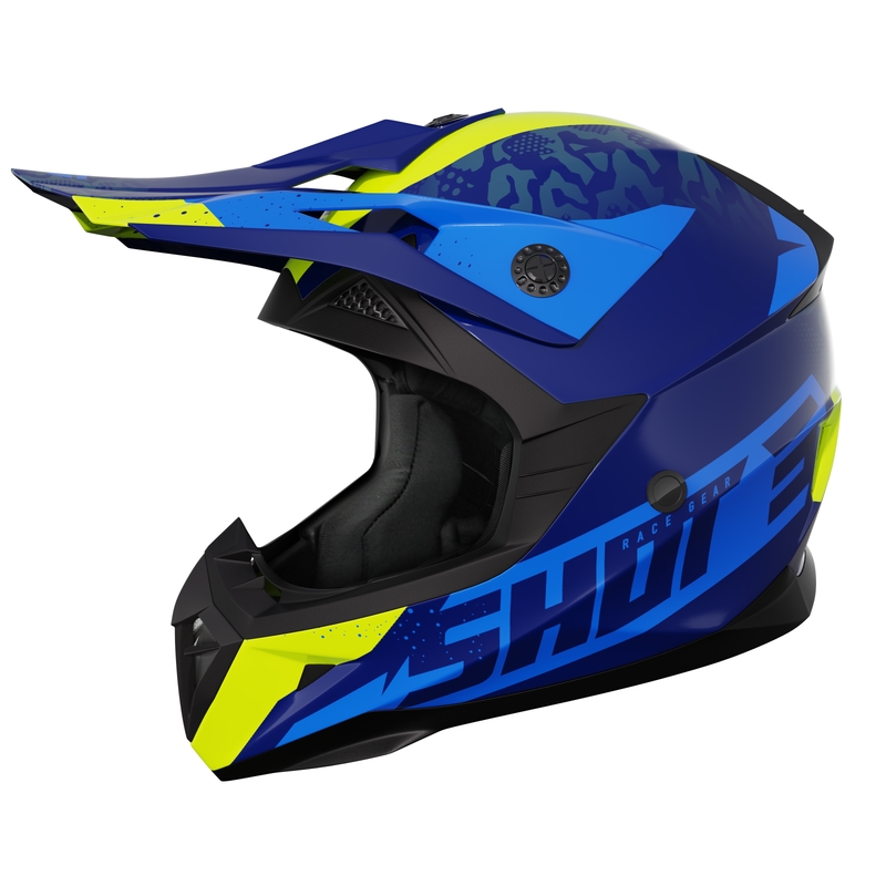 Dječja kaciga za motocross Shot Pulse Airfit sjajna plavo-fluo žuta rasprodaja