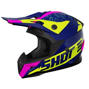 Dječja kaciga za motocross Shot Pulse Airfit glossy plavo-fluo žuto-ružičasta rasprodaja