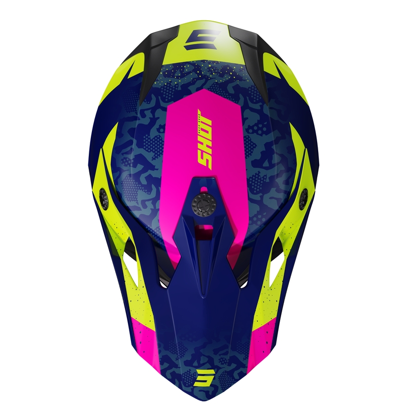 Dječja kaciga za motocross Shot Pulse Airfit glossy plavo-fluo žuto-ružičasta rasprodaja