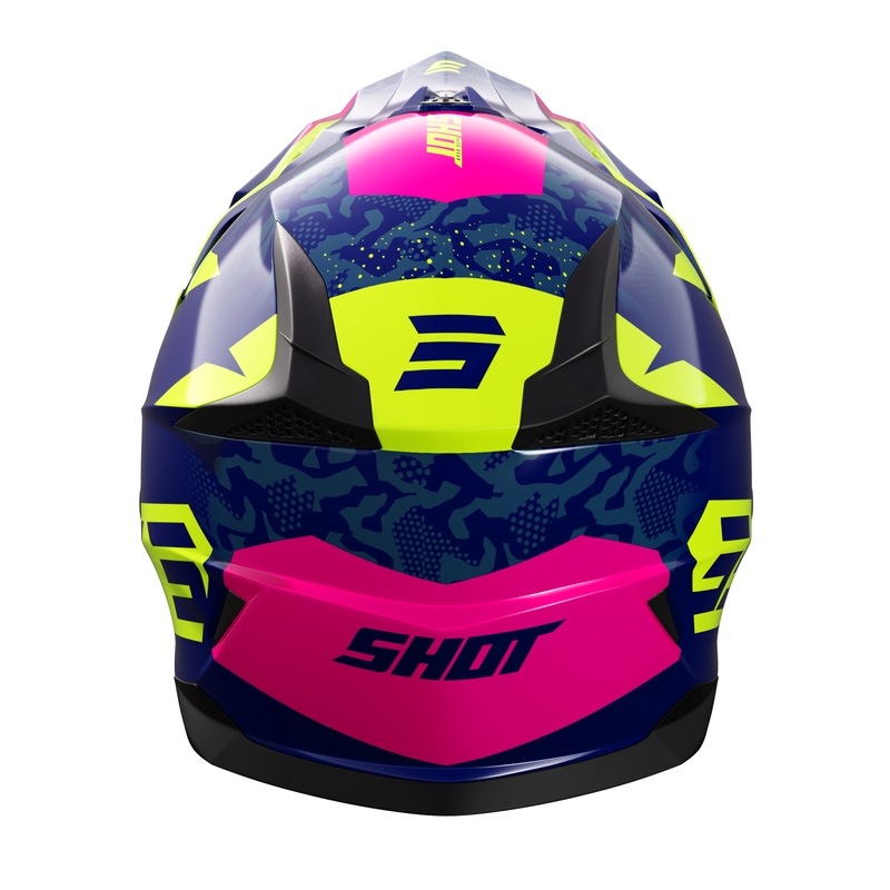 Dječja kaciga za motocross Shot Pulse Airfit glossy plavo-fluo žuto-ružičasta rasprodaja
