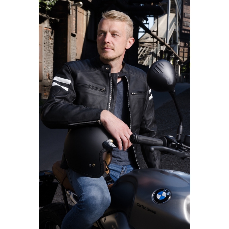 Crno-bijela motociklistička jakna Street Racer Block