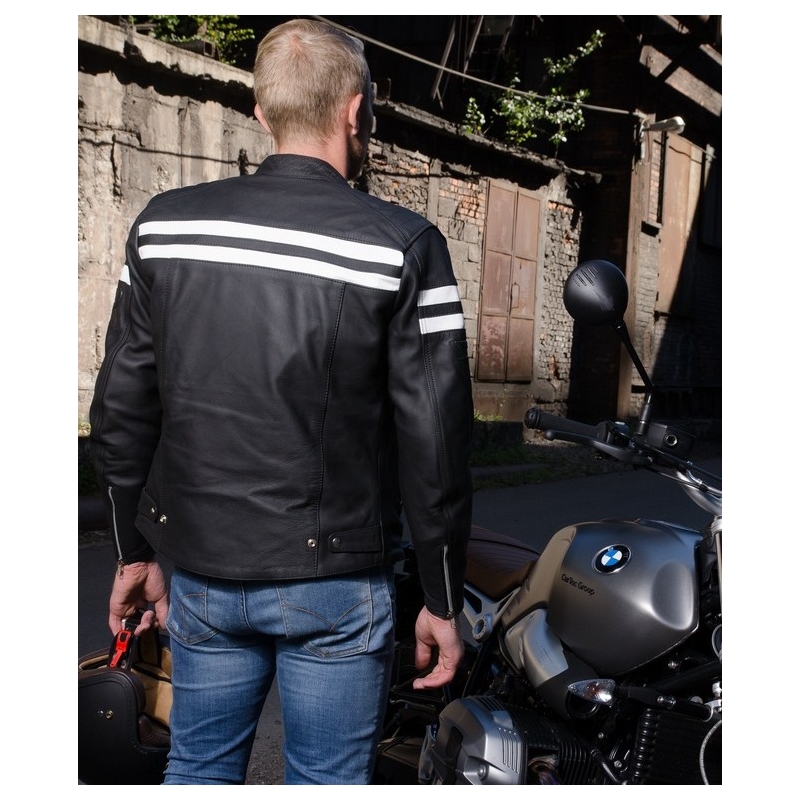 Crno-bijela motociklistička jakna Street Racer Block