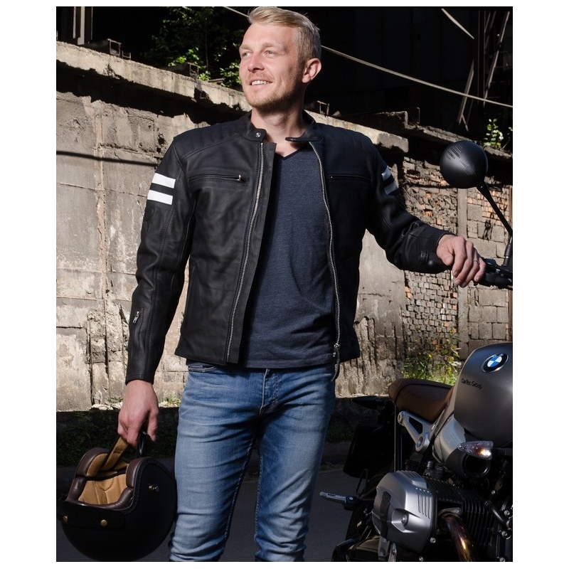 Crno-bijela motociklistička jakna Street Racer Block