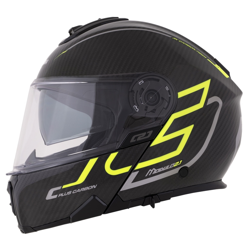 Preklopna kaciga Cassida Modulo 2.1 Plus Carbon fluo žuto-srebrno-crna
