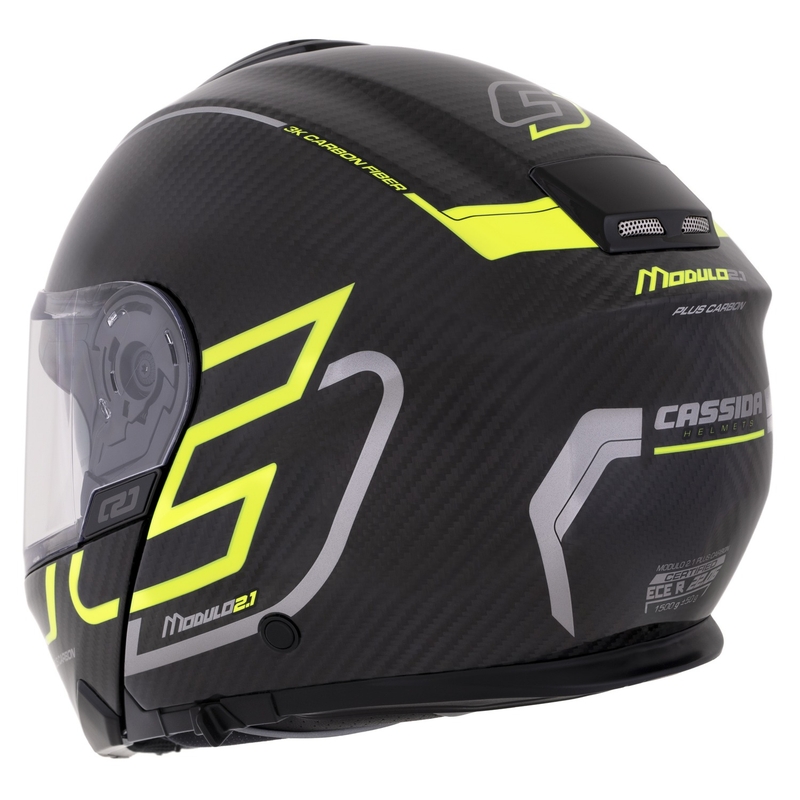 Preklopna kaciga Cassida Modulo 2.1 Plus Carbon fluo žuto-srebrno-crna