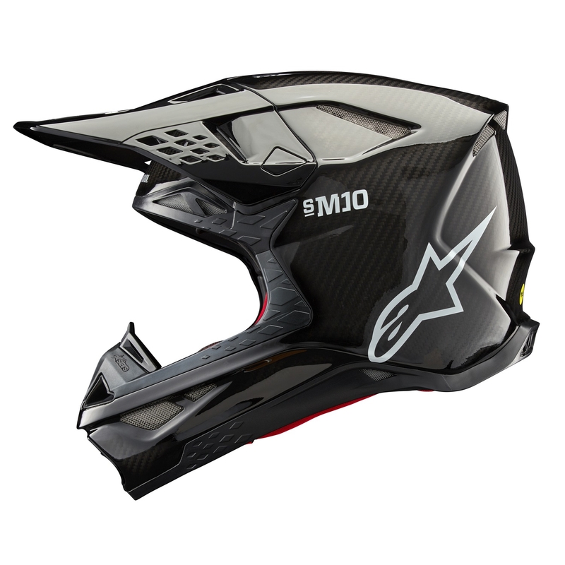 Motocross kaciga Alpinestars Supertech S-M10 Solid glossy carbon