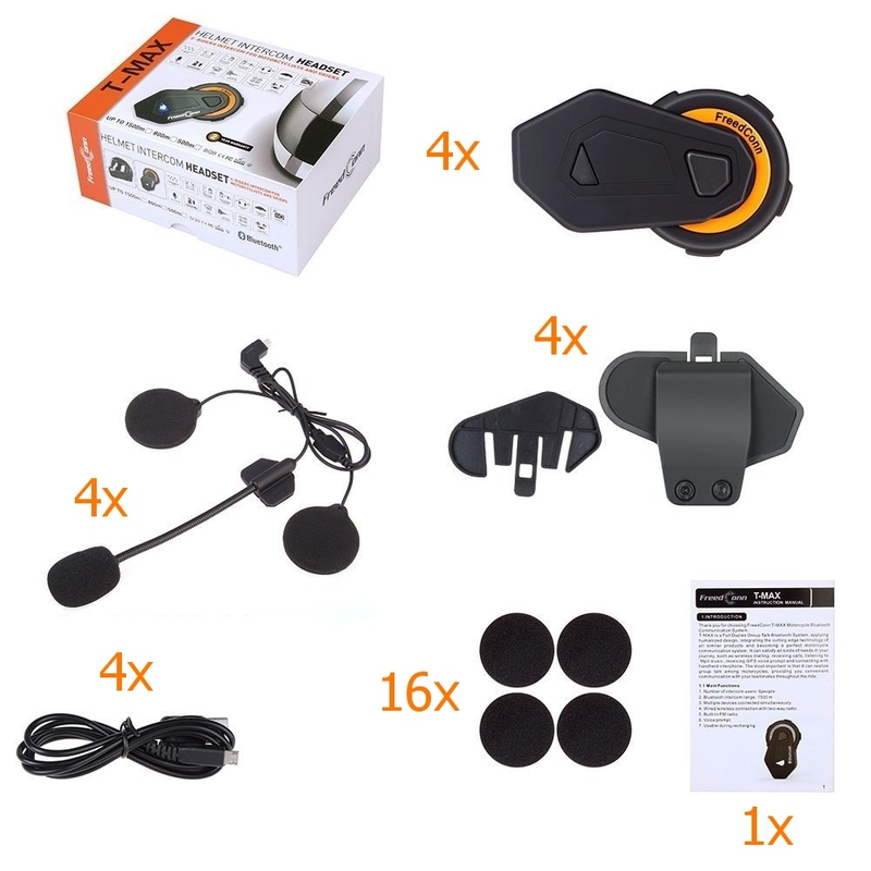 Set od 4 Bluetooth interfona T-MAX