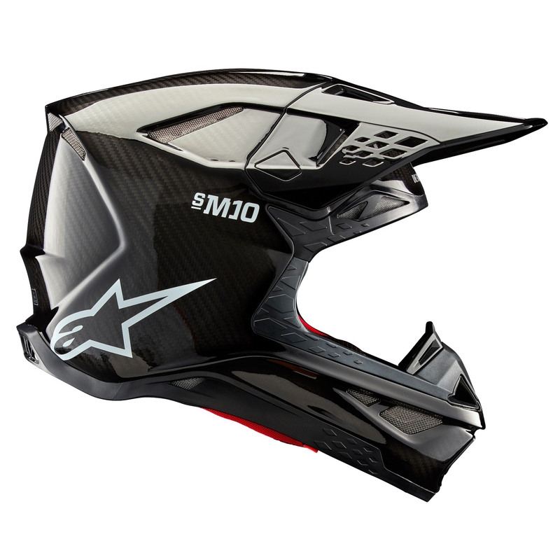Motocross kaciga Alpinestars Supertech S-M10 Solid glossy carbon