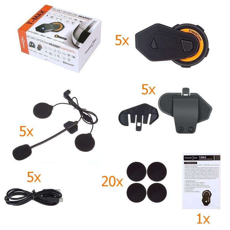 Set od 5 Bluetooth interfona T-MAX