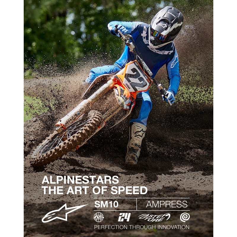 Motocross kaciga Alpinestars Supertech S-M10 Ampress mat crno-bijela