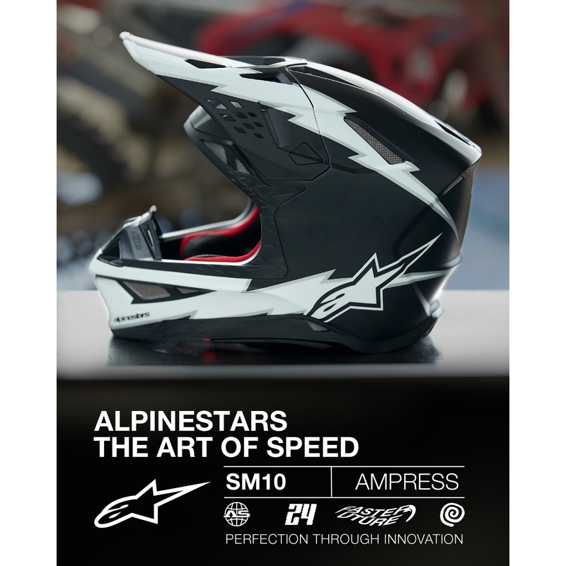 Motocross kaciga Alpinestars Supertech S-M10 Ampress mat crno-bijela