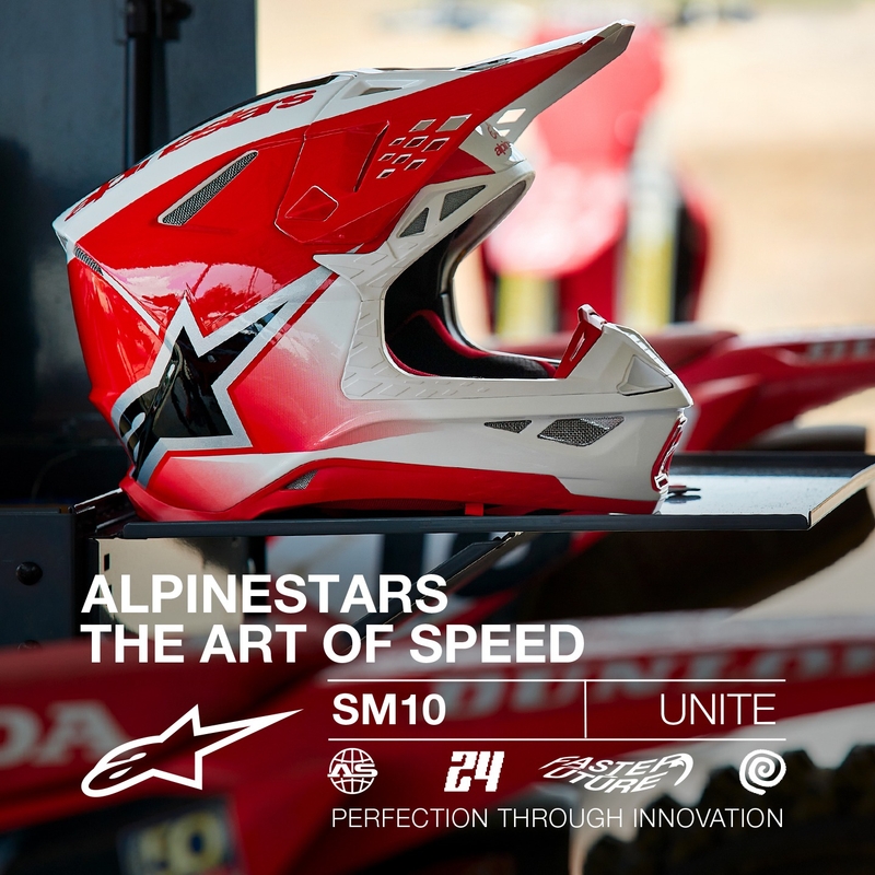 Alpinestars Supertech S-M10 Unite motokros kaciga crveno-bijela