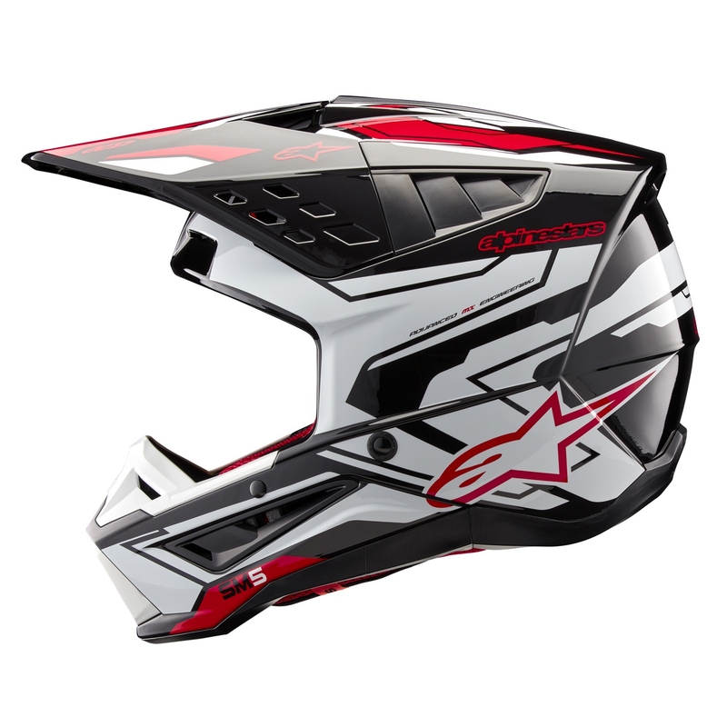 Alpinestars S-M5 Action 2 kaciga za motocross crno-bijela-fluo crvena