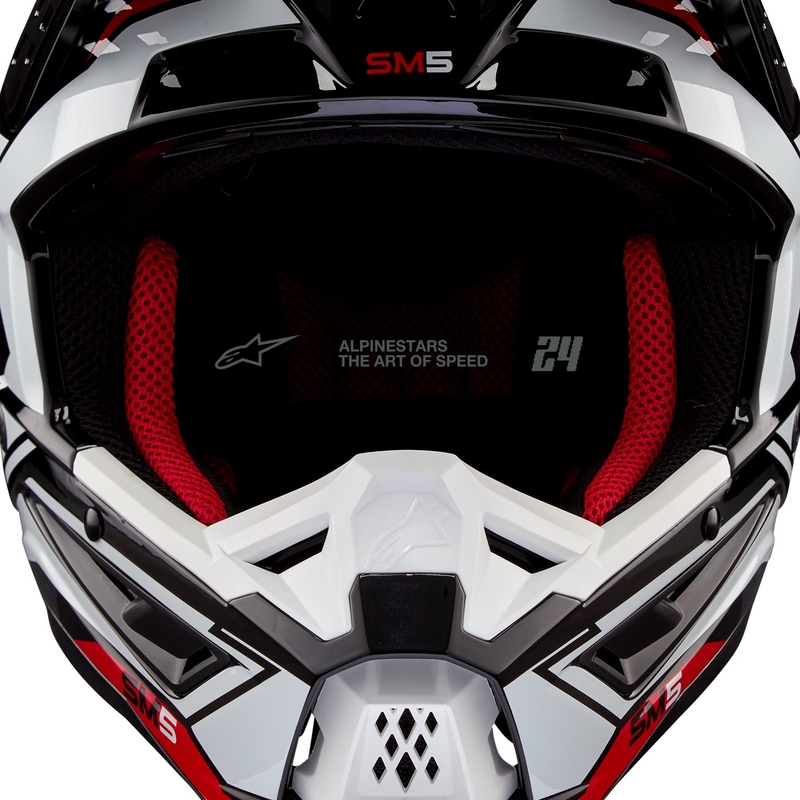 Alpinestars S-M5 Action 2 kaciga za motocross crno-bijela-fluo crvena