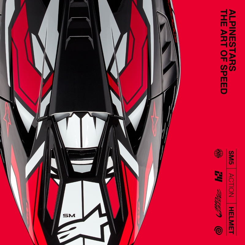 Alpinestars S-M5 Action 2 kaciga za motocross crno-bijela-fluo crvena
