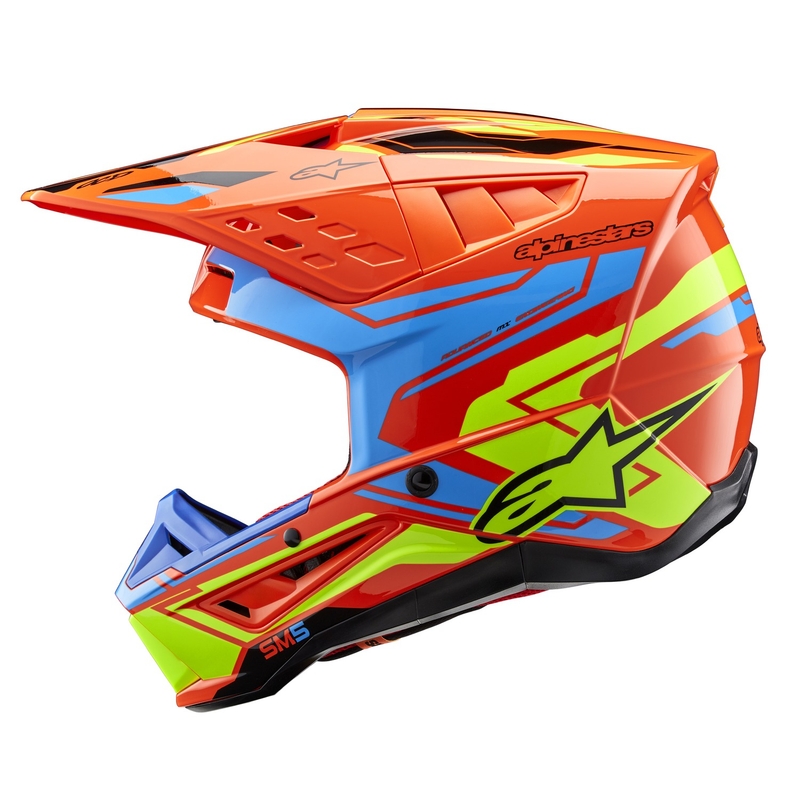 Motocross kaciga Alpinestars S-M5 Action 2 fluo narančasta-svijetlo plava-fluo žuta
