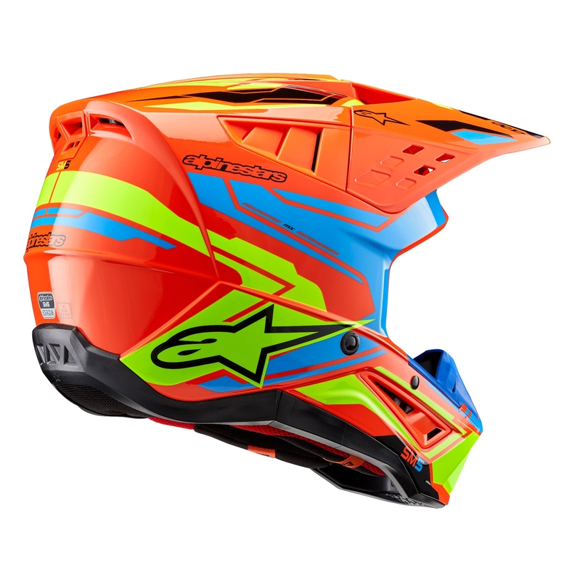 Motocross kaciga Alpinestars S-M5 Action 2 fluo narančasta-svijetlo plava-fluo žuta