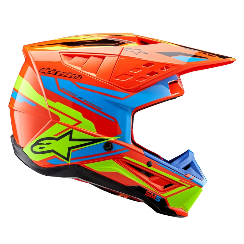 Motocross kaciga Alpinestars S-M5 Action 2 fluo narančasta-svijetlo plava-fluo žuta