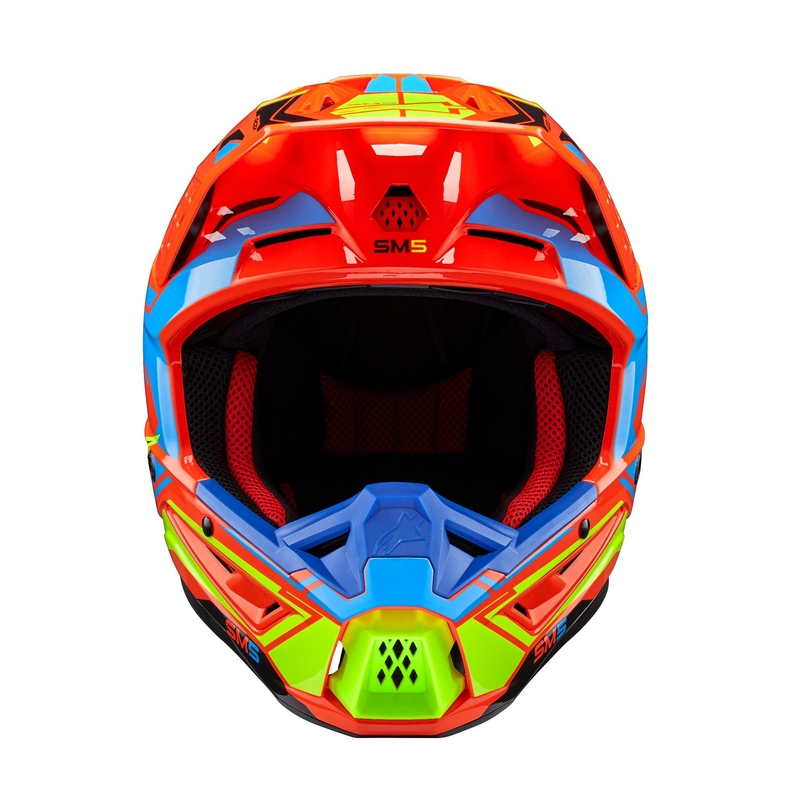 Motocross kaciga Alpinestars S-M5 Action 2 fluo narančasta-svijetlo plava-fluo žuta