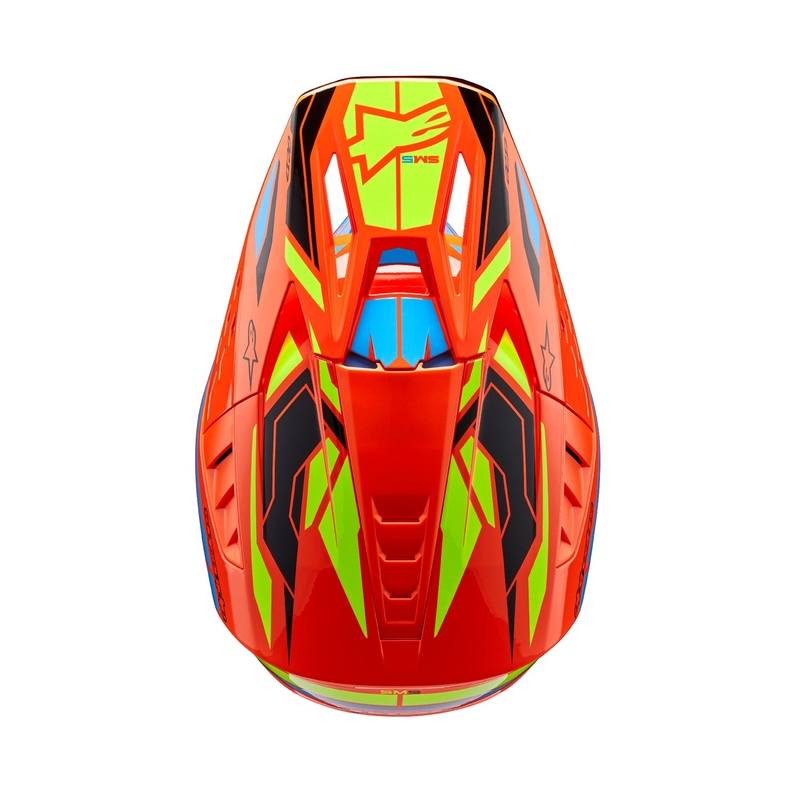 Motocross kaciga Alpinestars S-M5 Action 2 fluo narančasta-svijetlo plava-fluo žuta